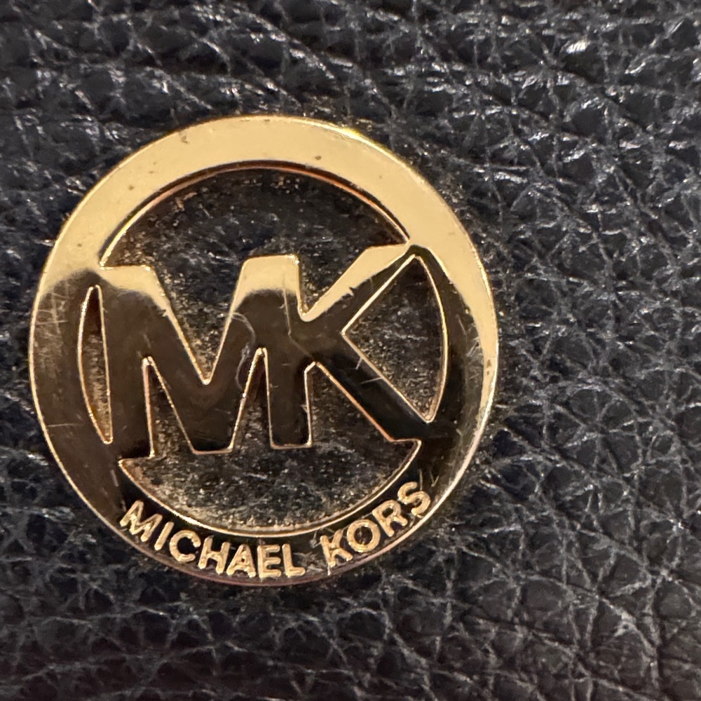 Michael Kors Black Pebbled Leather Clutch with Gold MK Emblem Wristlet - Picture 5 of 6